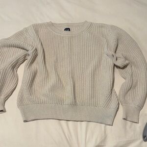 GAP Cream Crew Neck Fisherman Sweater